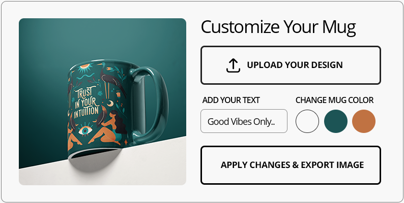 Illustration of a prohibited customer-facing tool with artwork upload, text customization and image export